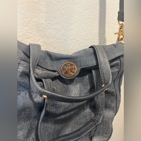 Tory Burch Coated Canvas 2 Way Shoulder Bag/Crossbody in Blue - Comes w/Dust bag - Picture 6 of 13